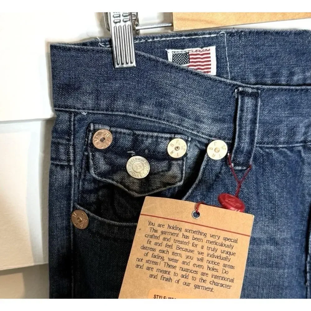 TRUE RELIGION BILLY SUPER T Big Flap Bootcut Relaxed Men's Jeans 34 x 33 NWT